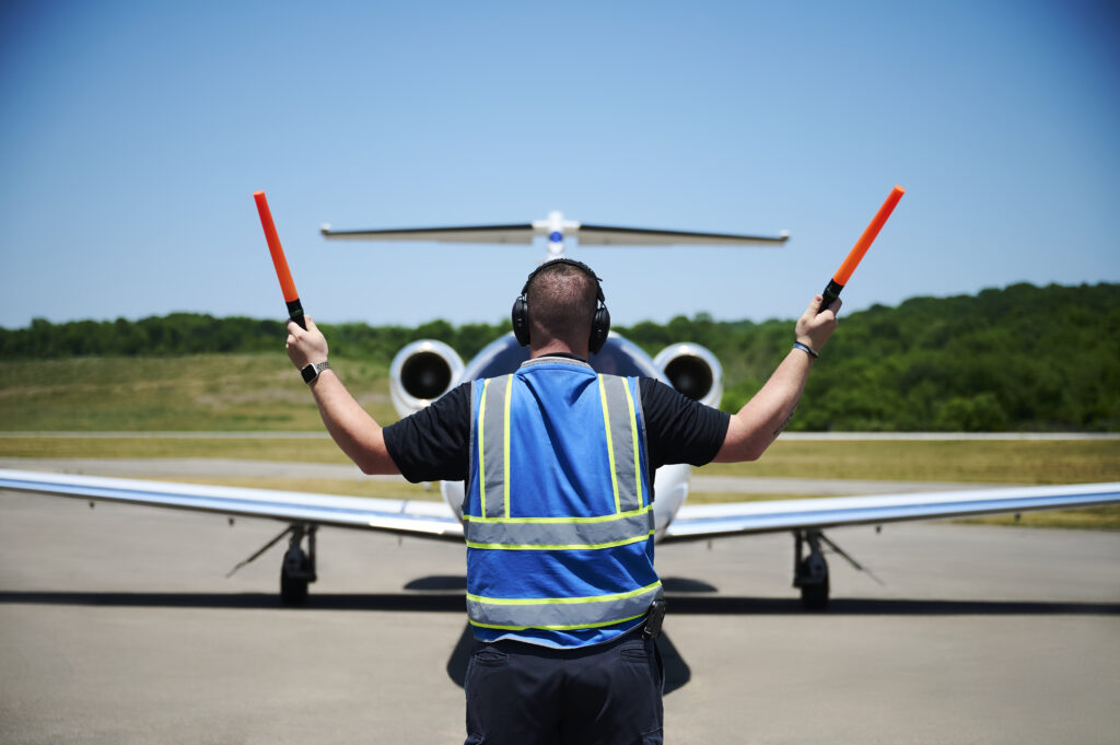 private jet center associate taxi private jet for takeoff